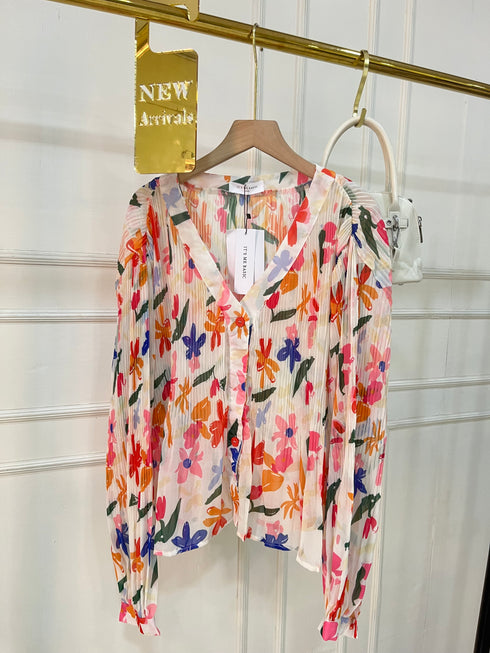 Summer Floral Print Loose V-Neck Tops